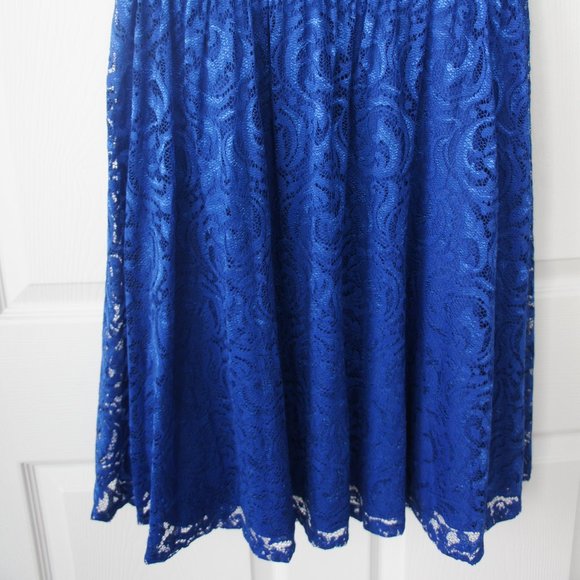 Marina Bright Blue Lace Dress Size 8 with belt - Picture 6 of 16